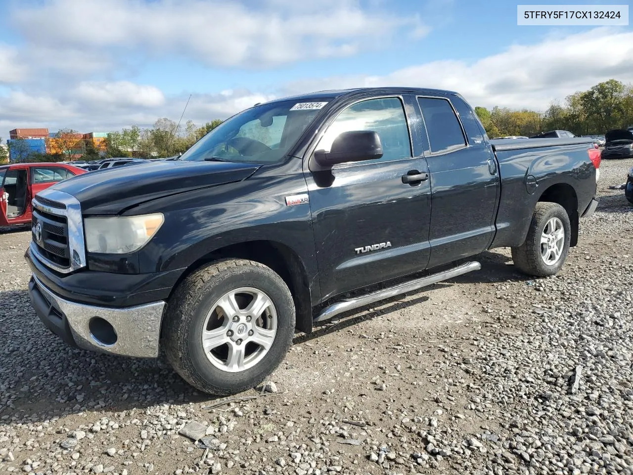 2012 Toyota Tundra Double Cab Sr5 VIN: 5TFRY5F17CX132424 Lot: 75013574