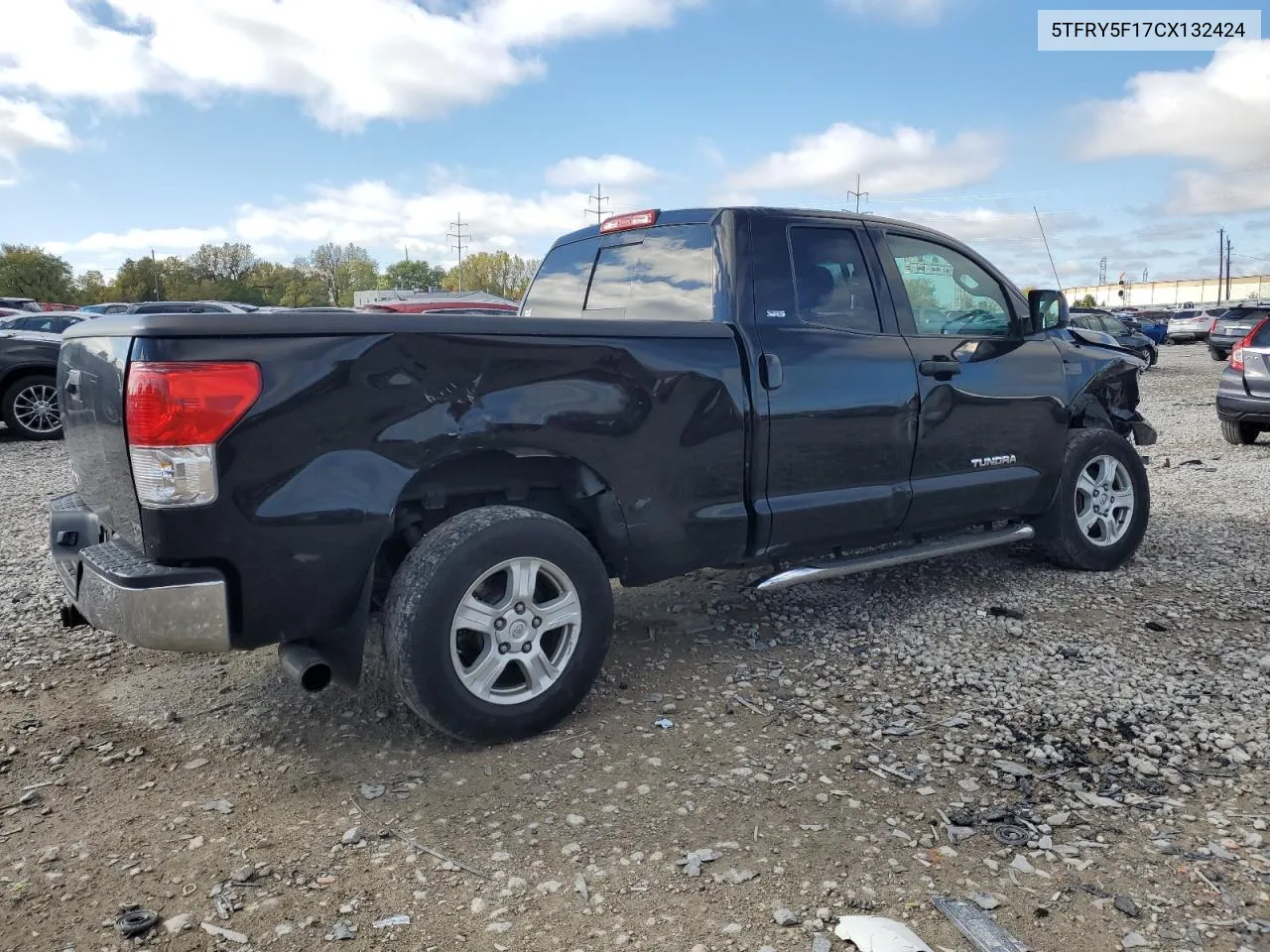 2012 Toyota Tundra Double Cab Sr5 VIN: 5TFRY5F17CX132424 Lot: 75013574