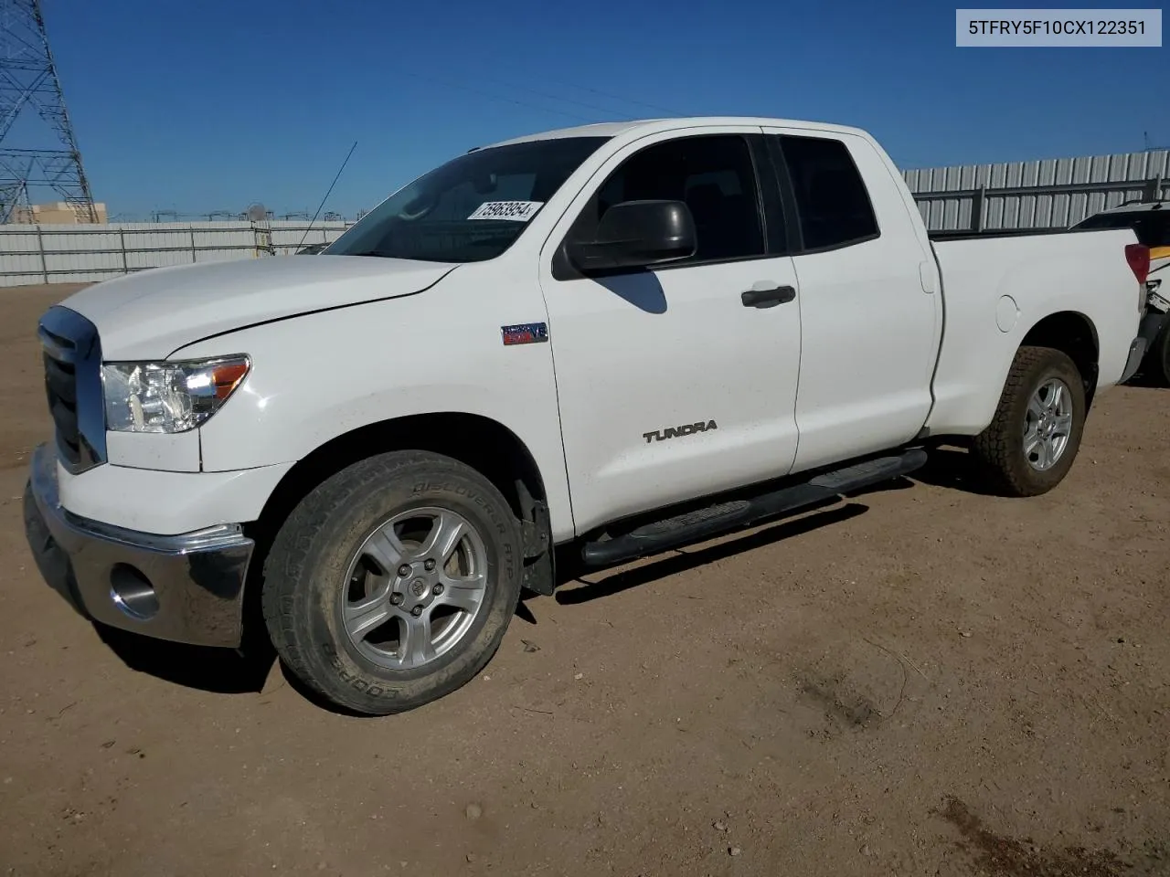 2012 Toyota Tundra Double Cab Sr5 VIN: 5TFRY5F10CX122351 Lot: 75963954