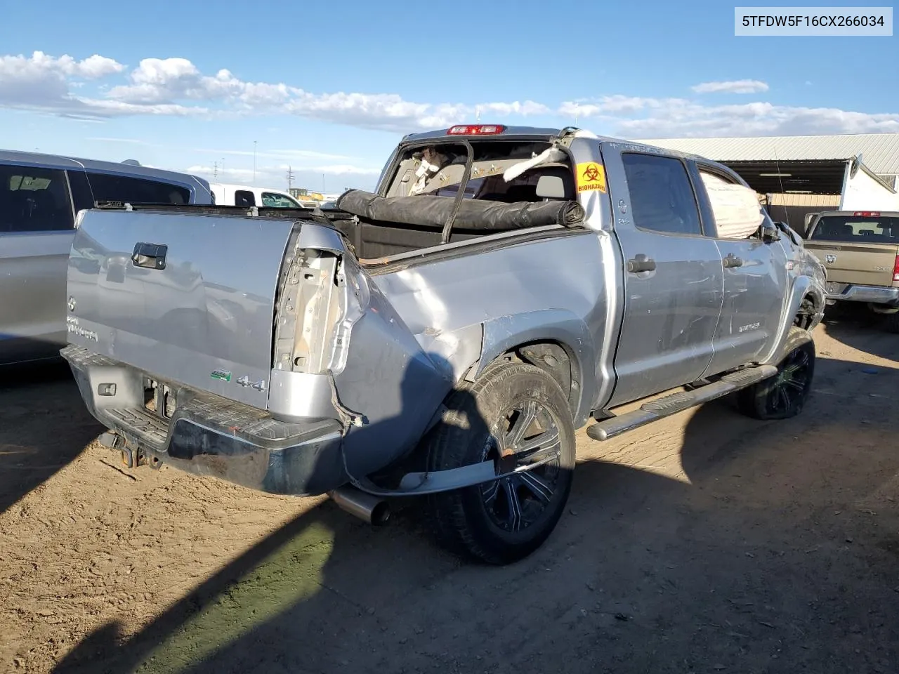 2012 Toyota Tundra Crewmax Sr5 VIN: 5TFDW5F16CX266034 Lot: 76542594