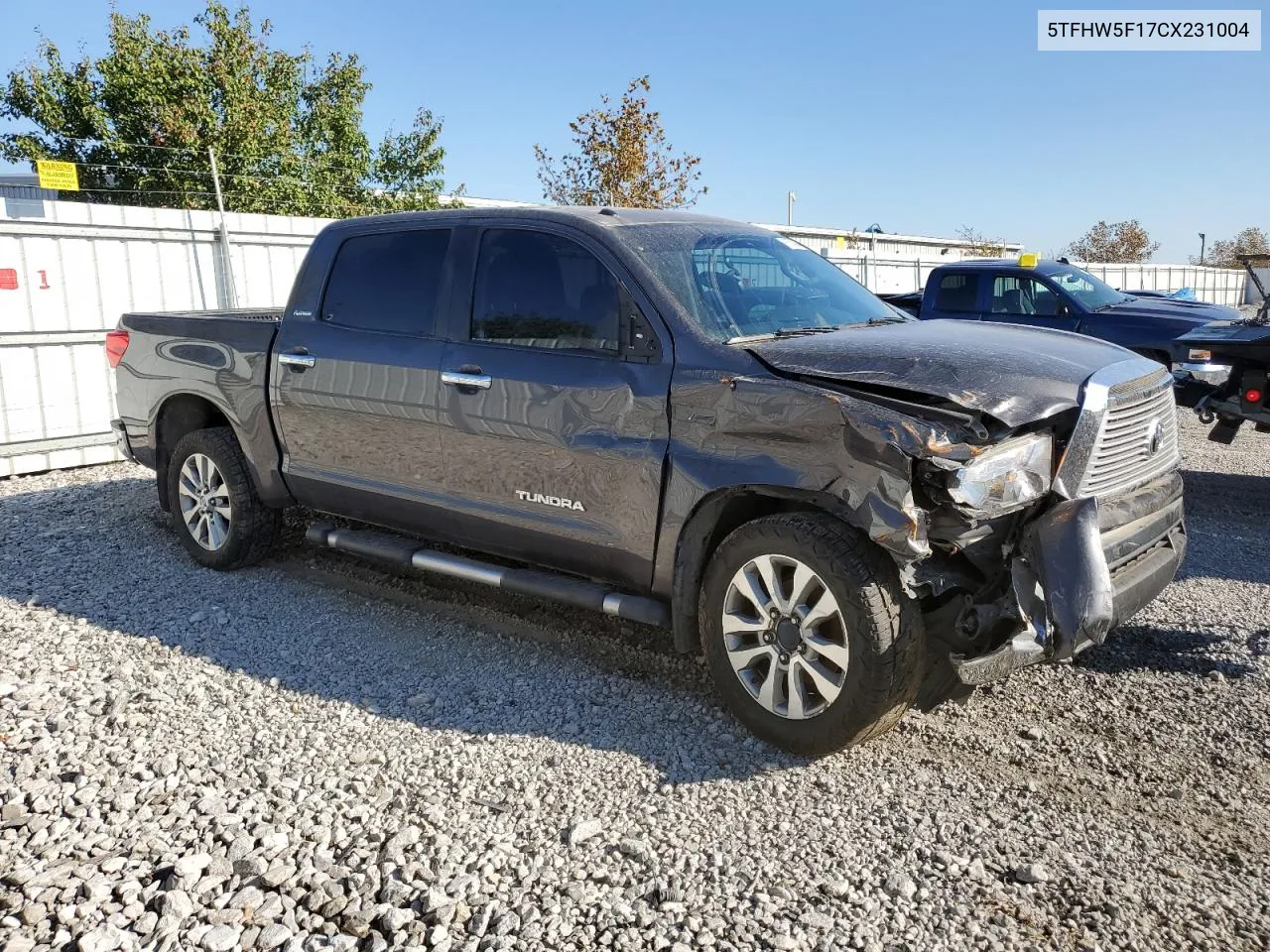 2012 Toyota Tundra Crewmax Limited VIN: 5TFHW5F17CX231004 Lot: 76724834