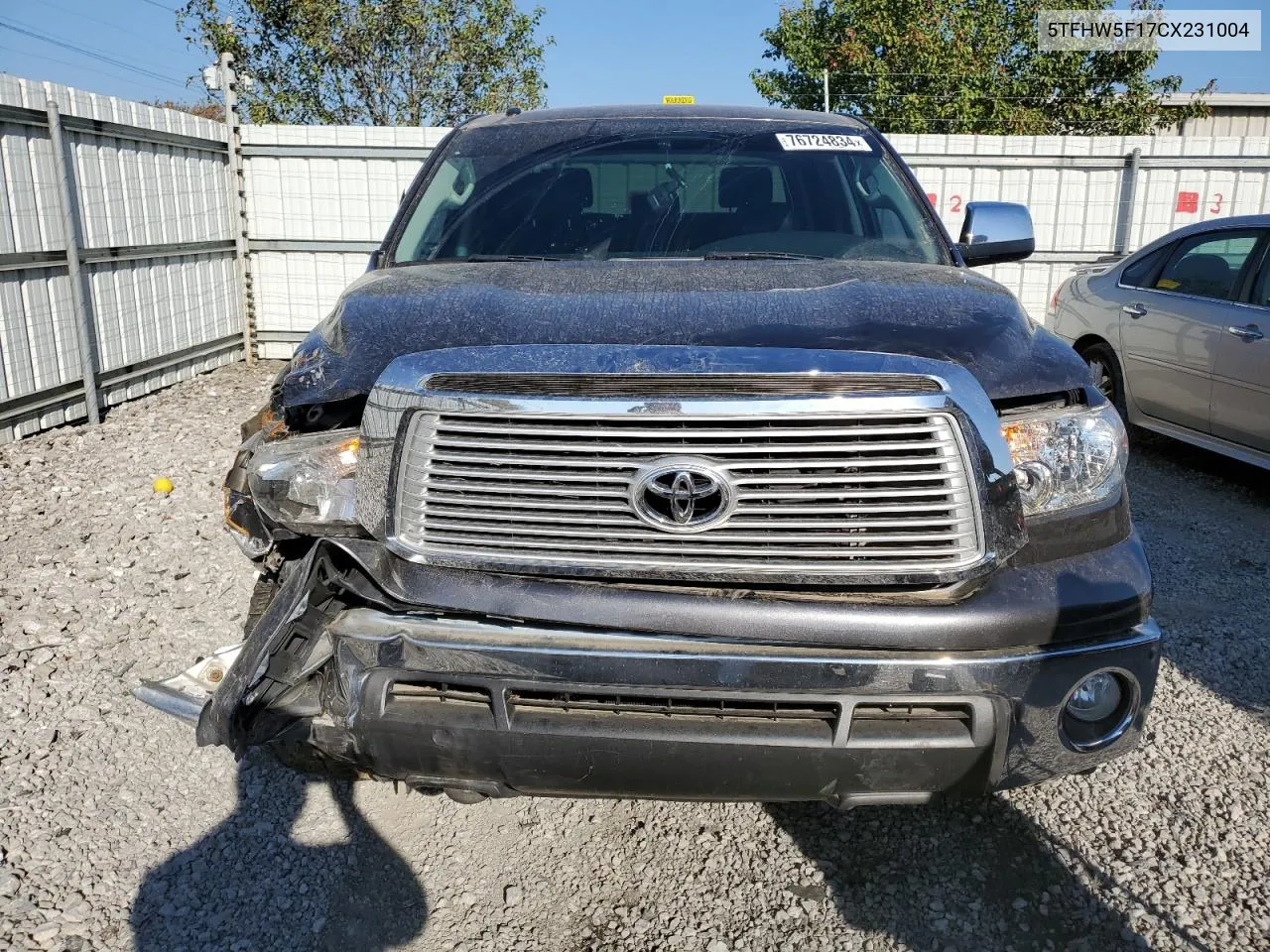 2012 Toyota Tundra Crewmax Limited VIN: 5TFHW5F17CX231004 Lot: 76724834