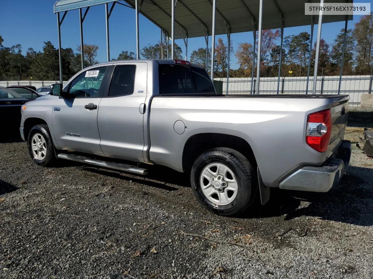 2014 Toyota Tundra Double Cab Sr VIN: 5TFRY5F16EX173193 Lot: 76823924