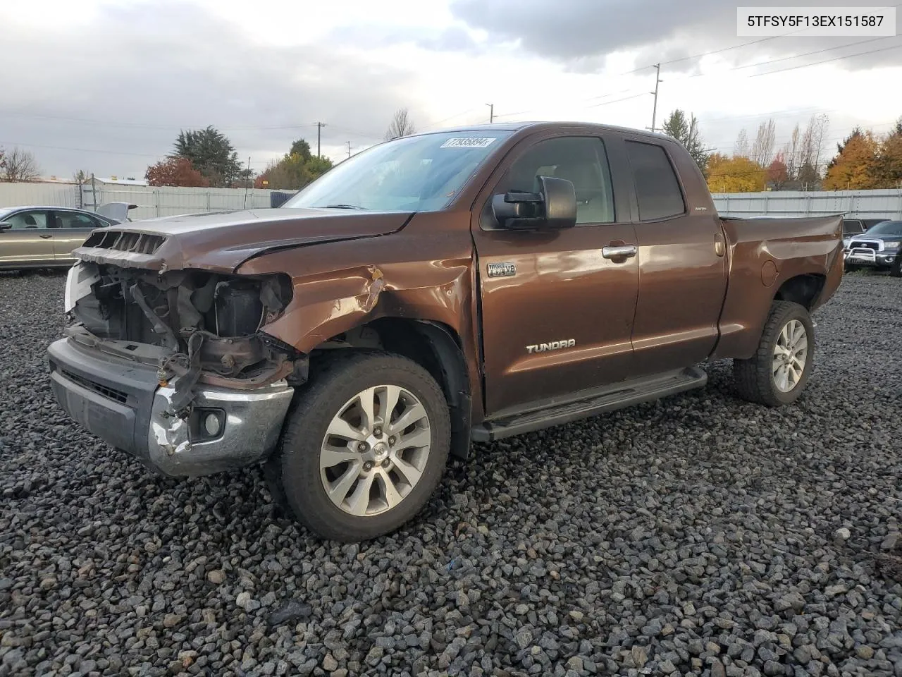 2014 Toyota Tundra Double Cab Limited VIN: 5TFSY5F13EX151587 Lot: 77935894