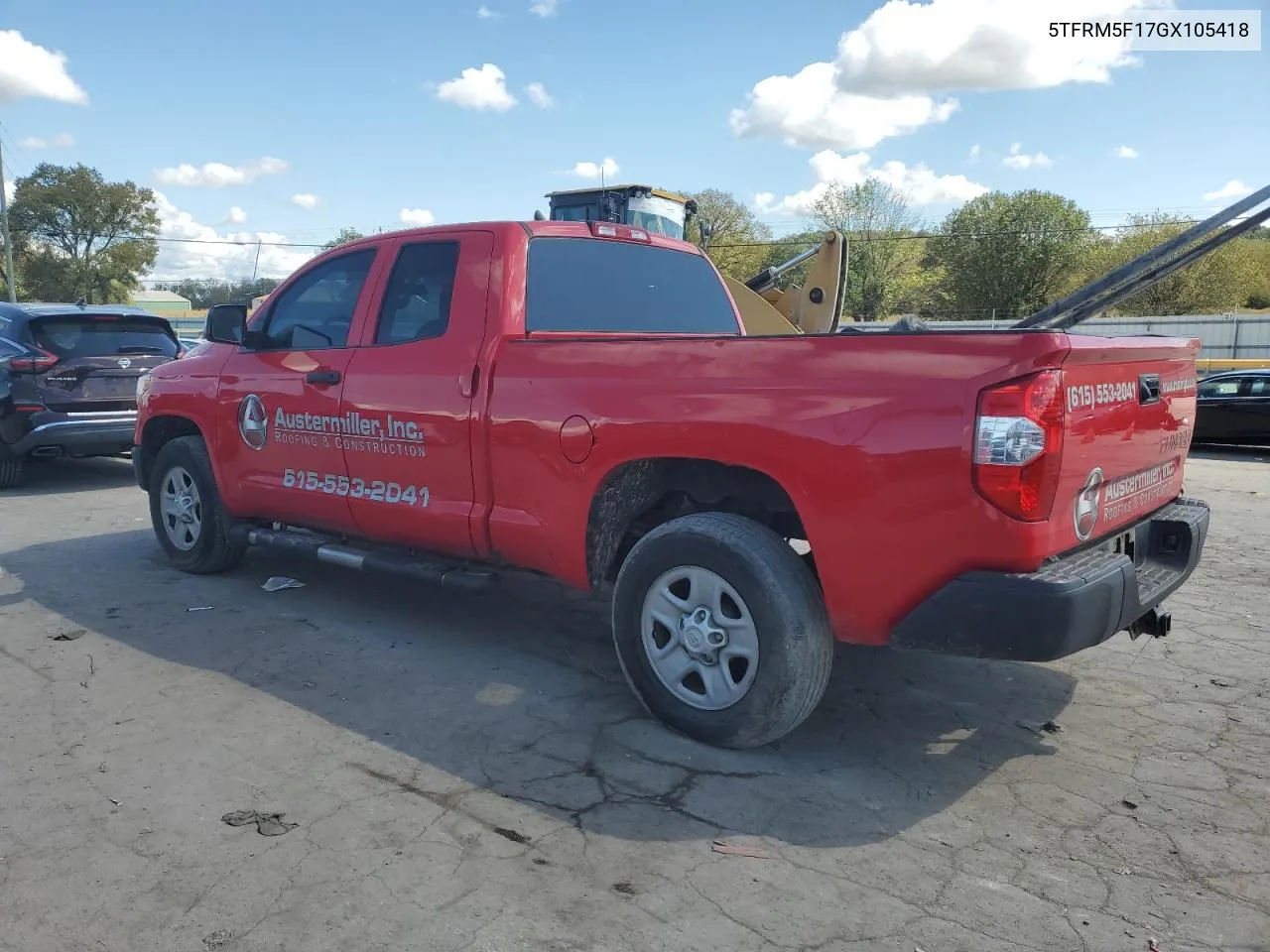 2016 Toyota Tundra Double Cab Sr VIN: 5TFRM5F17GX105418 Lot: 72218634