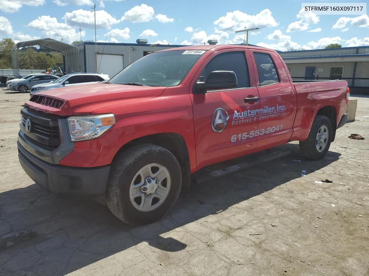 2016 Toyota Tundra Double Cab Sr VIN: 5TFRM5F16GX097117 Lot: 72221664