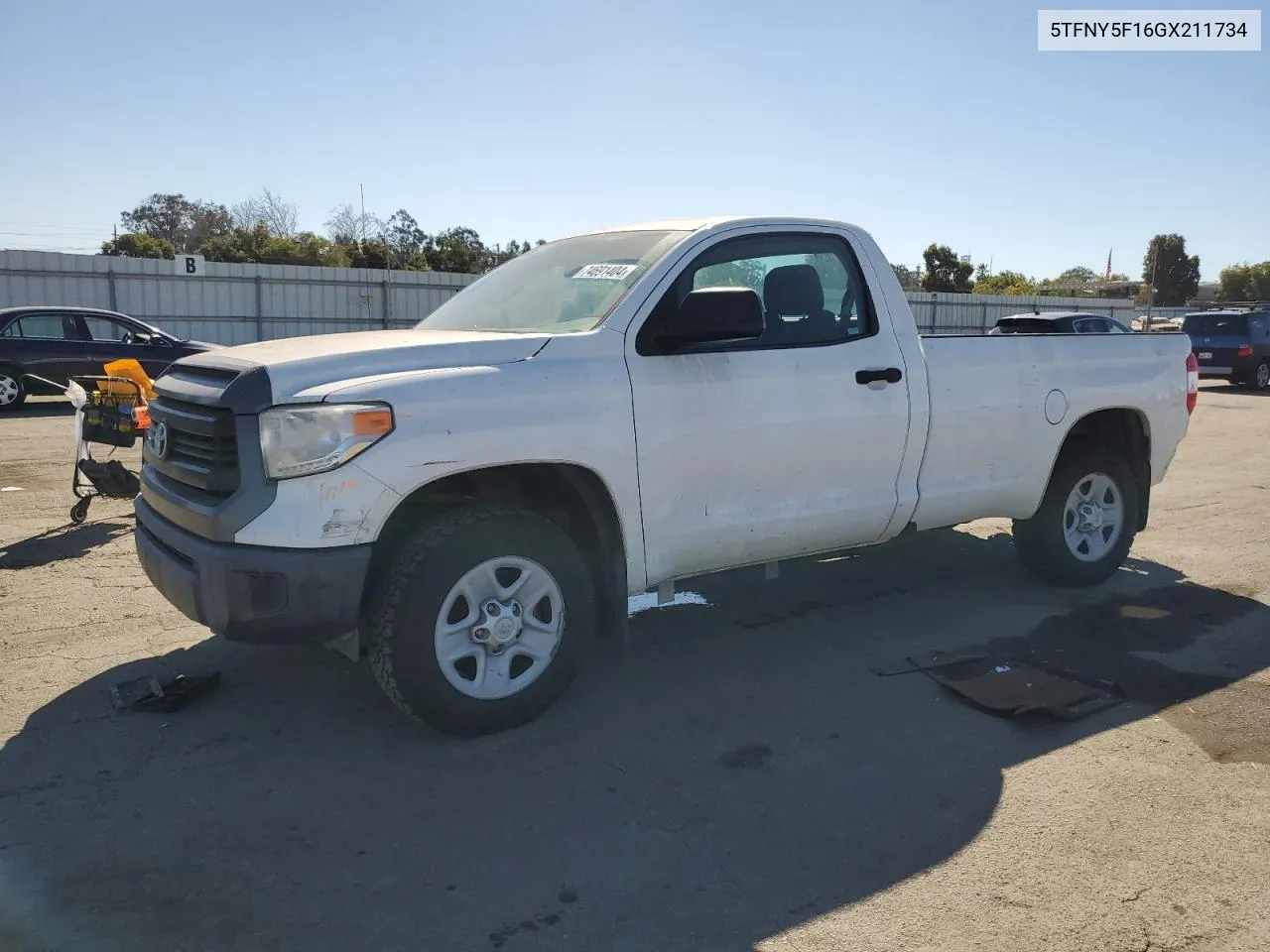 2016 Toyota Tundra Sr VIN: 5TFNY5F16GX211734 Lot: 74691404