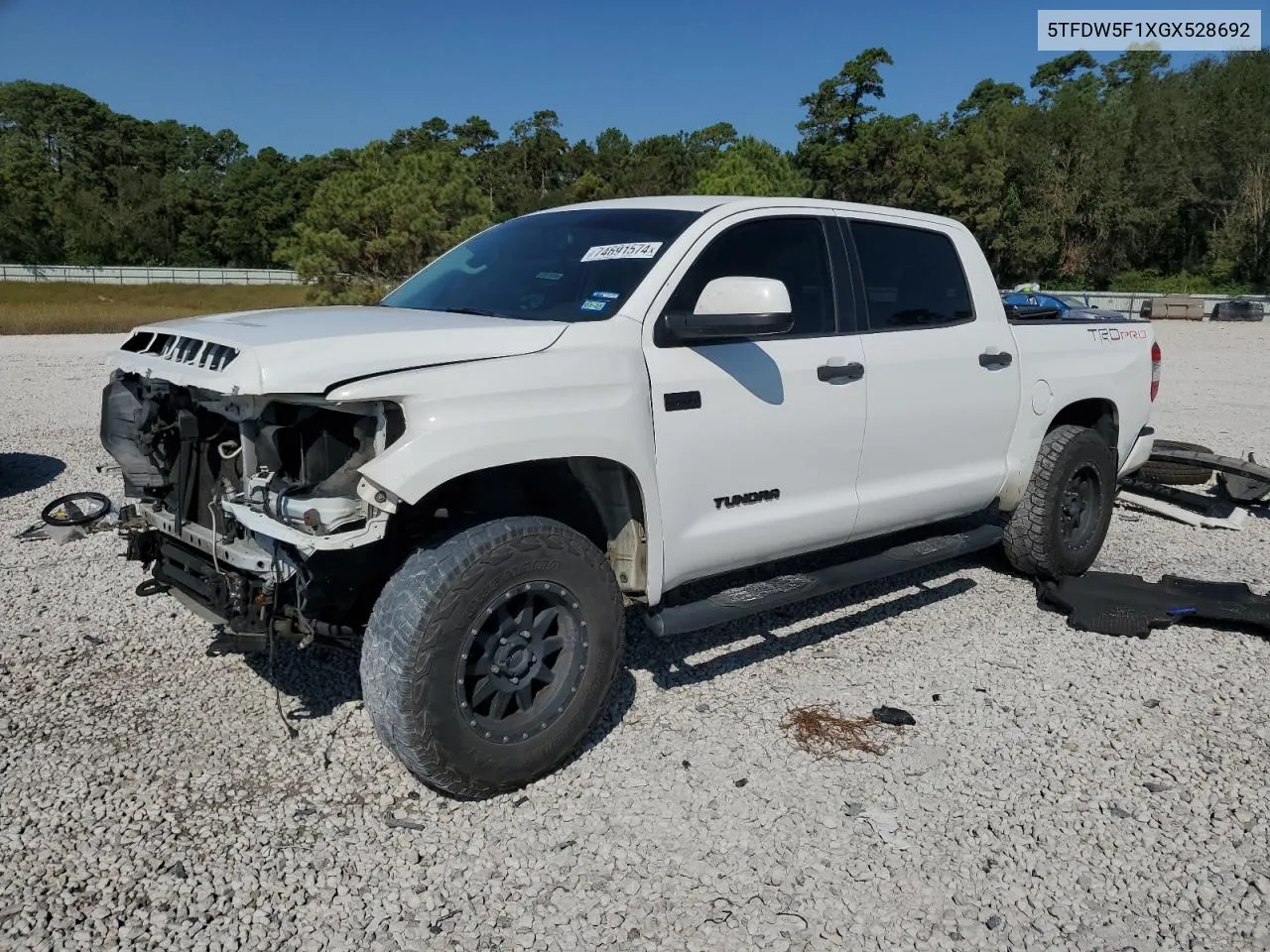 2016 Toyota Tundra Crewmax Sr5 VIN: 5TFDW5F1XGX528692 Lot: 74691574