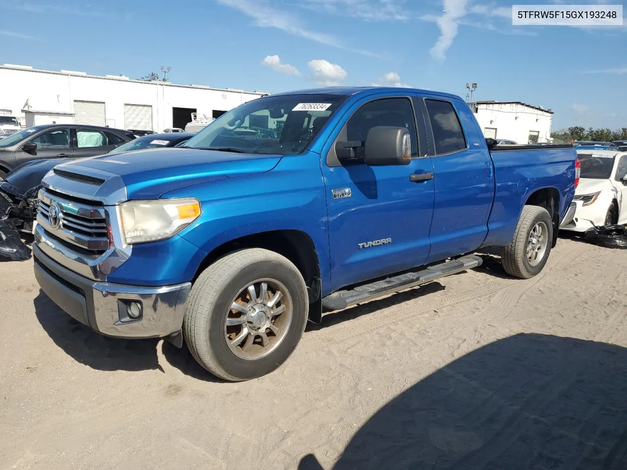 2016 Toyota Tundra Double Cab Sr VIN: 5TFRW5F15GX193248 Lot: 76263334