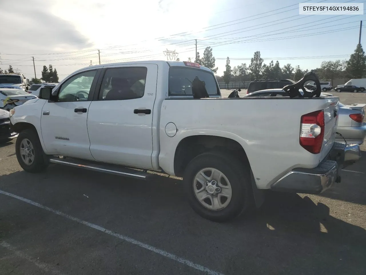 2016 Toyota Tundra Crewmax Sr5 VIN: 5TFEY5F14GX194836 Lot: 76938194