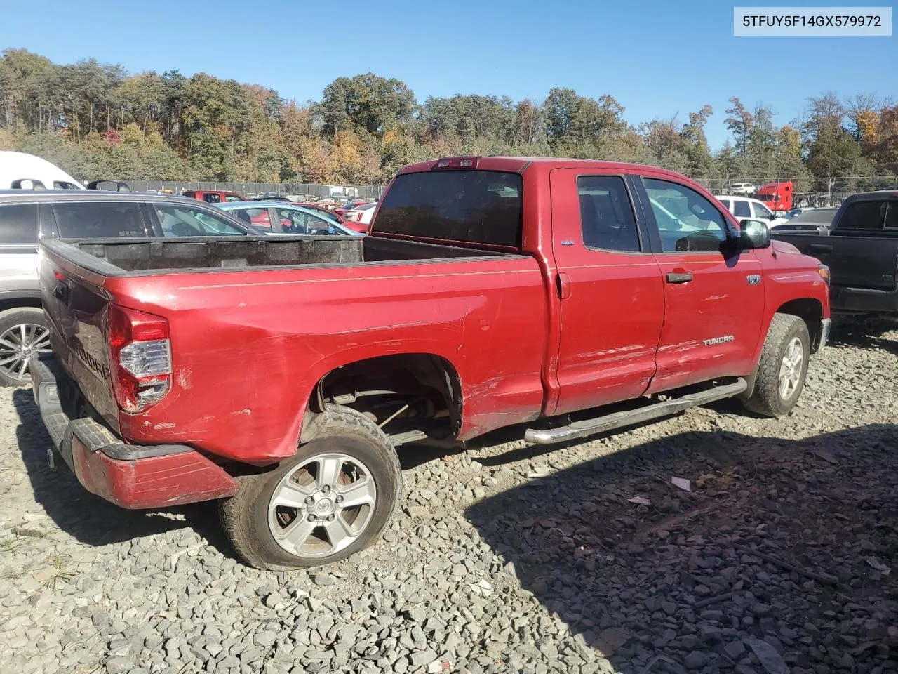 2016 Toyota Tundra Double Cab Sr VIN: 5TFUY5F14GX579972 Lot: 78010134