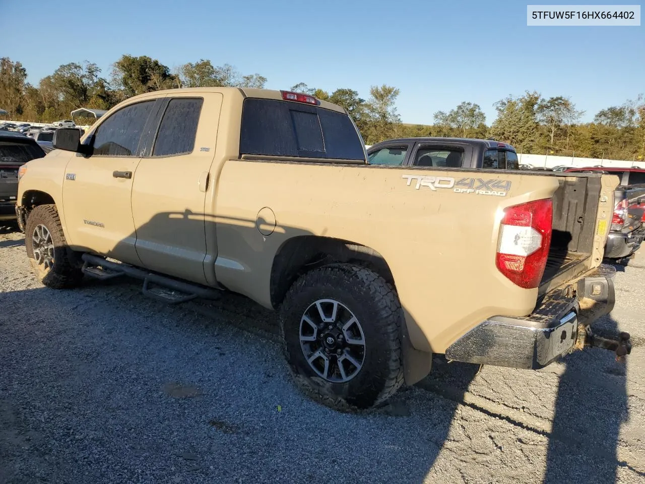 2017 Toyota Tundra Double Cab Sr VIN: 5TFUW5F16HX664402 Lot: 75326164