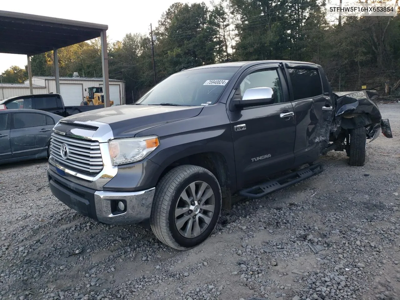 2017 Toyota Tundra Crewmax Limited VIN: 5TFHW5F16HX653854 Lot: 75940824