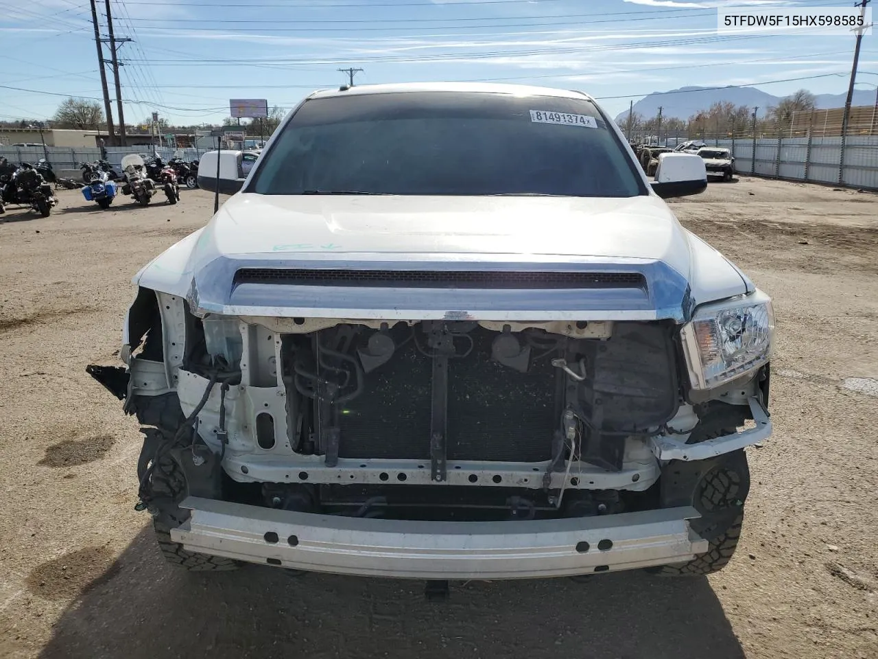 2017 Toyota Tundra Crewmax Sr5 VIN: 5TFDW5F15HX598585 Lot: 81491374