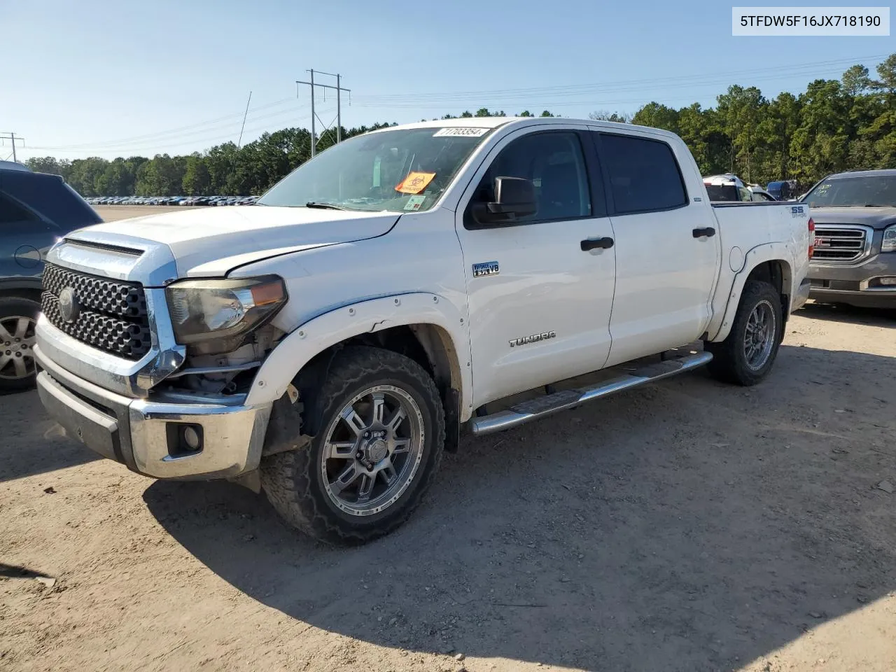 2018 Toyota Tundra Crewmax Sr5 VIN: 5TFDW5F16JX718190 Lot: 71703354