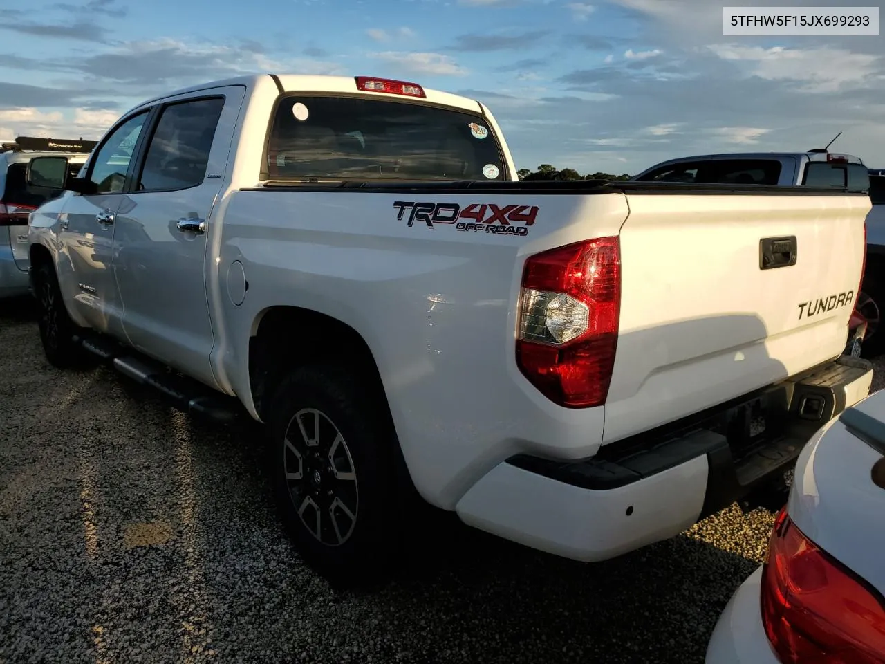 2018 Toyota Tundra Crewmax Limited VIN: 5TFHW5F15JX699293 Lot: 74383754