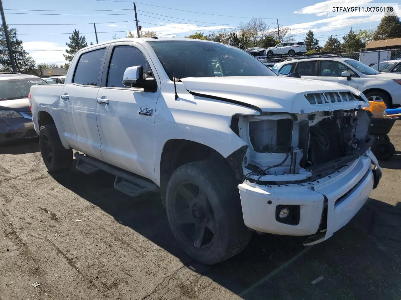 2018 Toyota Tundra Crewmax 1794 VIN: 5TFAY5F11JX756178 Lot: 75824874