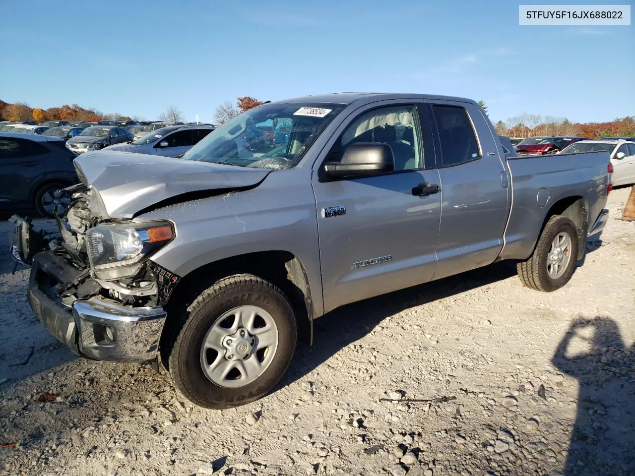 2018 Toyota Tundra Double Cab Sr VIN: 5TFUY5F16JX688022 Lot: 77738534