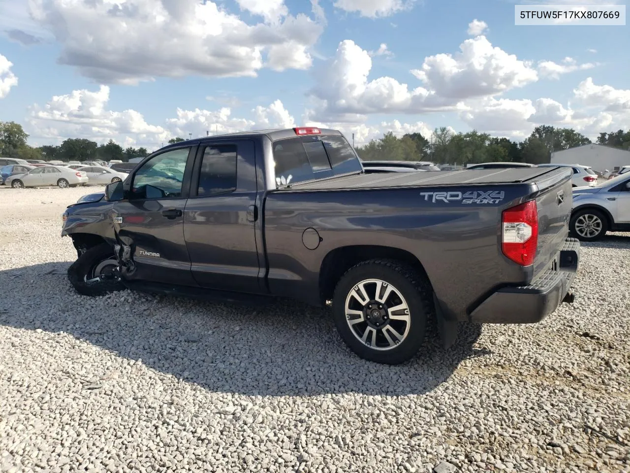 2019 Toyota Tundra Double Cab Sr VIN: 5TFUW5F17KX807669 Lot: 71644884