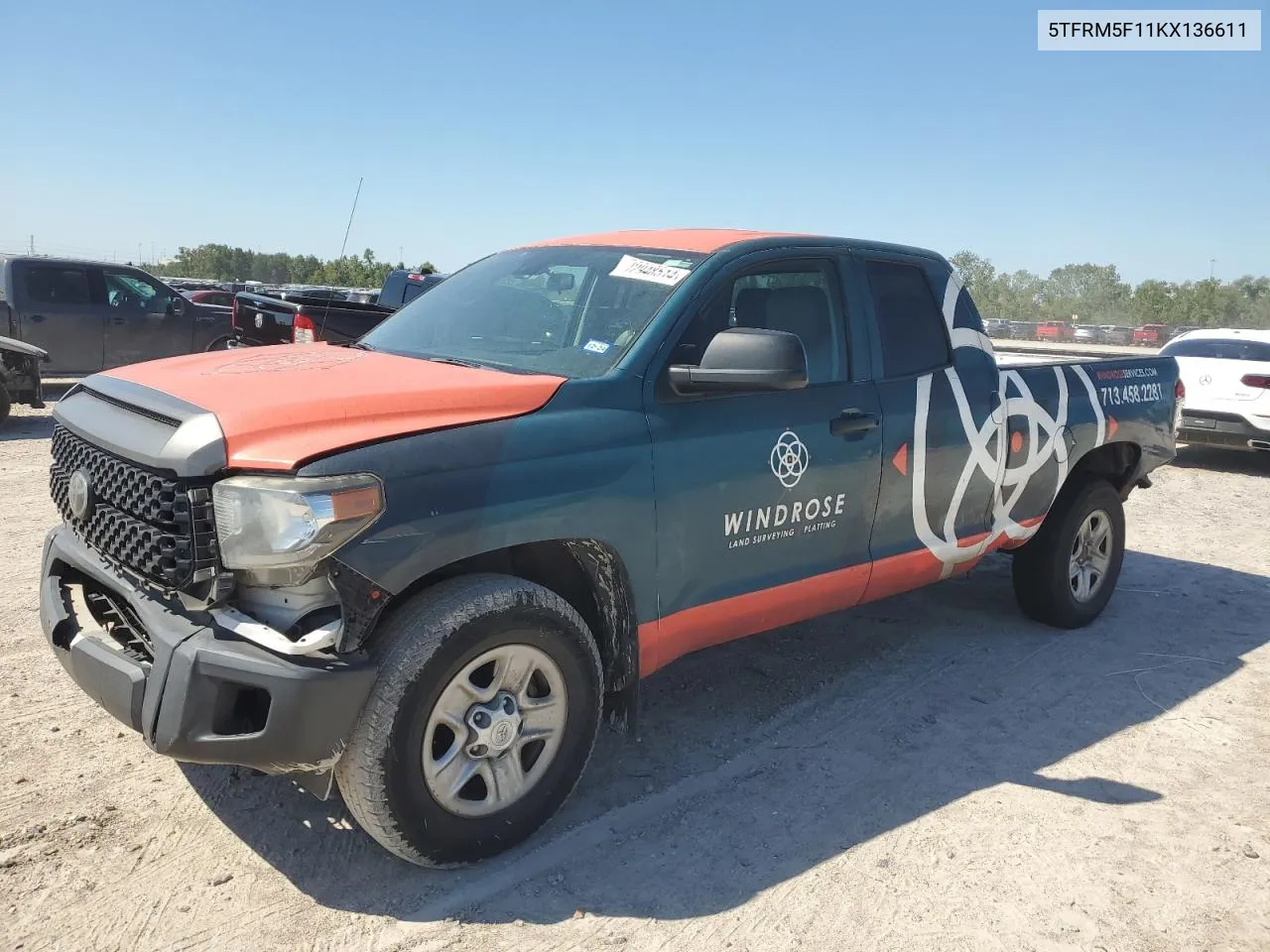 2019 Toyota Tundra Double Cab Sr VIN: 5TFRM5F11KX136611 Lot: 72948514