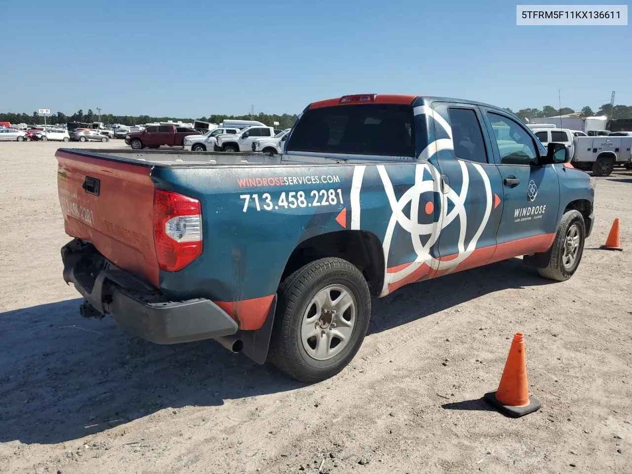 2019 Toyota Tundra Double Cab Sr VIN: 5TFRM5F11KX136611 Lot: 72948514