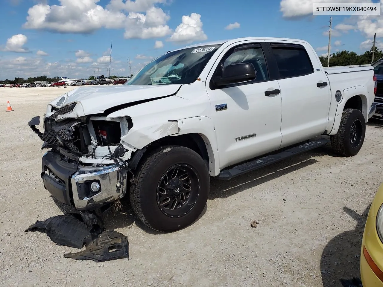 2019 Toyota Tundra Crewmax Sr5 VIN: 5TFDW5F19KX840494 Lot: 73576354