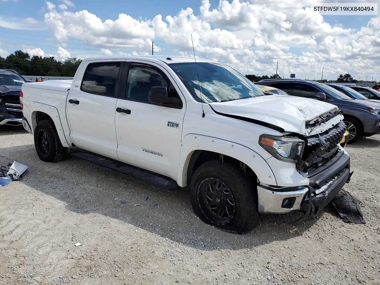 2019 Toyota Tundra Crewmax Sr5 VIN: 5TFDW5F19KX840494 Lot: 73576354