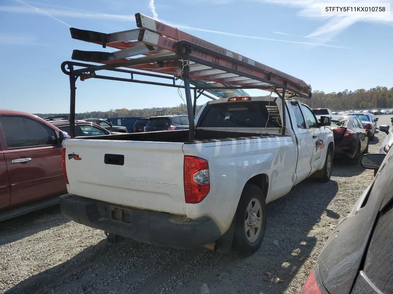 2019 Toyota Tundra Double Cab Sr VIN: 5TFTY5F11KX010758 Lot: 73974664