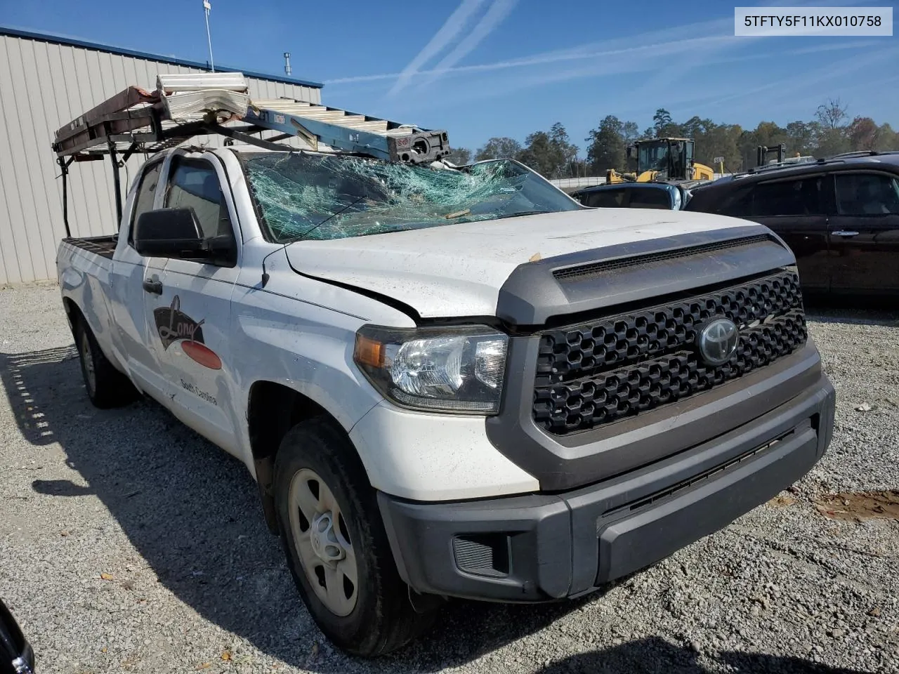 2019 Toyota Tundra Double Cab Sr VIN: 5TFTY5F11KX010758 Lot: 73974664