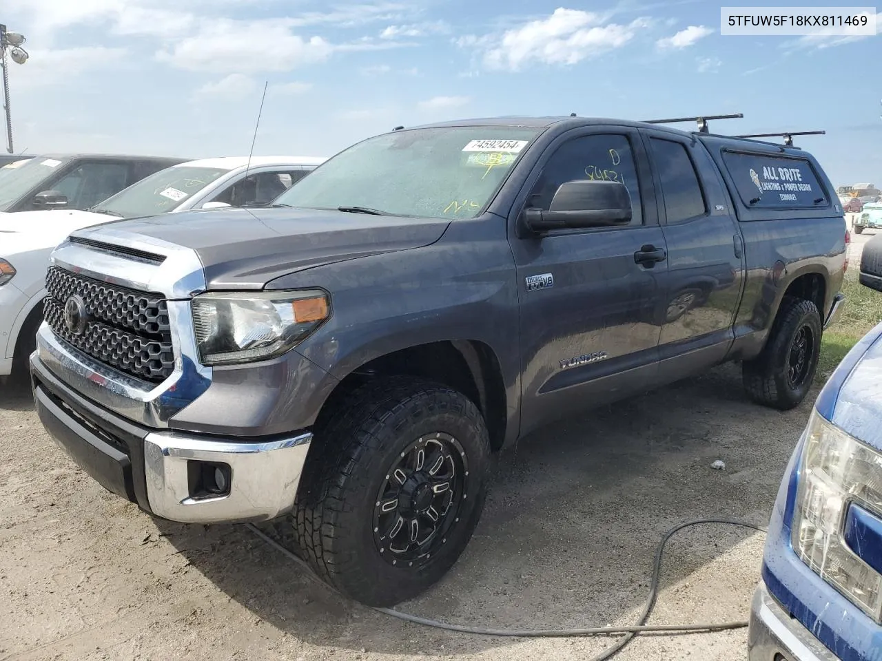 2019 Toyota Tundra Double Cab Sr VIN: 5TFUW5F18KX811469 Lot: 74592454