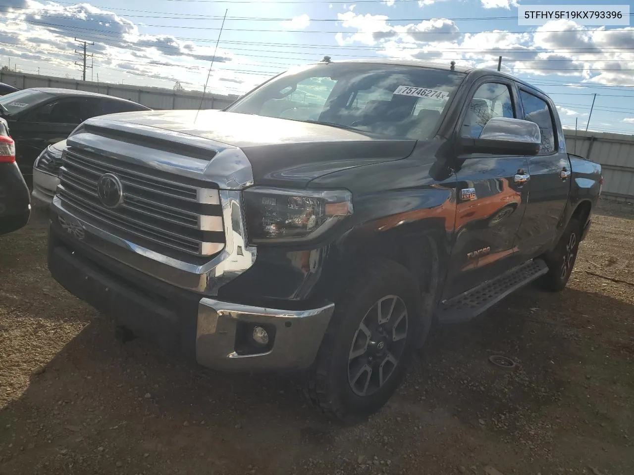 2019 Toyota Tundra Crewmax Limited VIN: 5TFHY5F19KX793396 Lot: 75746274