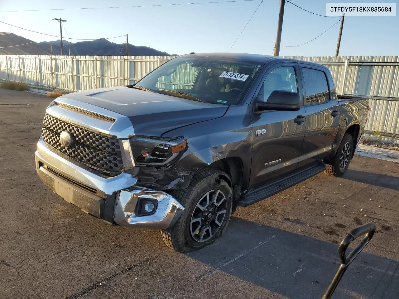 2019 Toyota Tundra Crewmax Sr5 VIN: 5TFDY5F18KX835684 Lot: 76105374