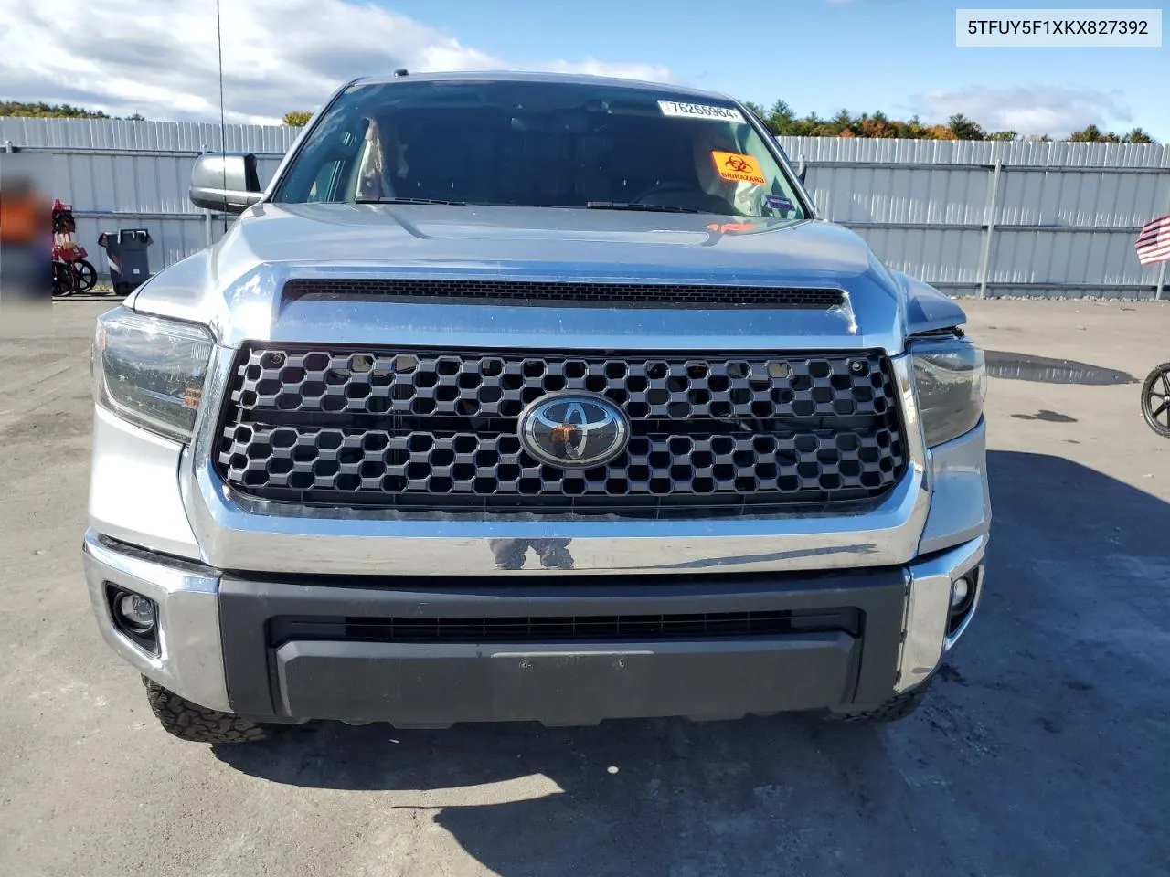 2019 Toyota Tundra Double Cab Sr VIN: 5TFUY5F1XKX827392 Lot: 76265964