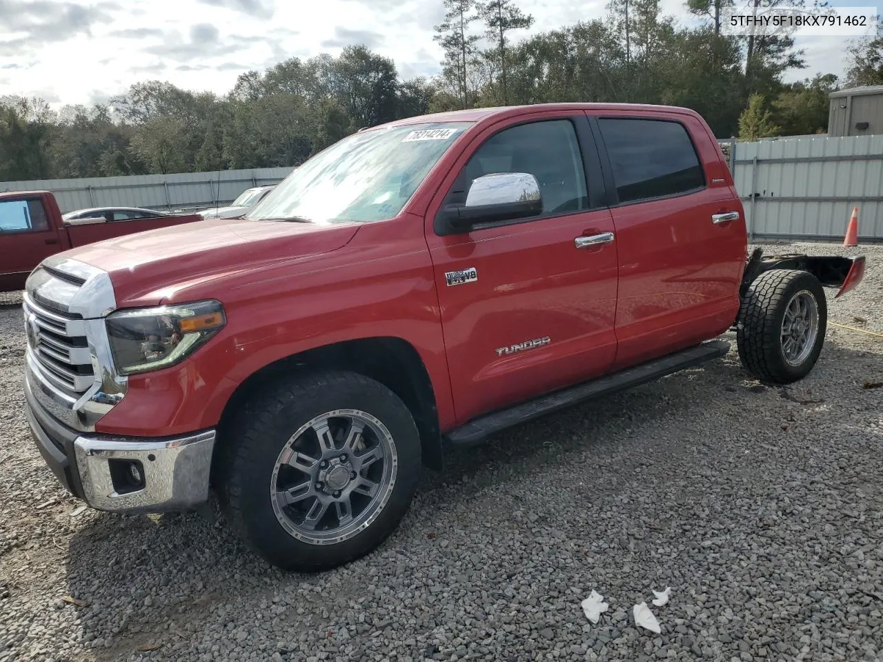 2019 Toyota Tundra Crewmax Limited VIN: 5TFHY5F18KX791462 Lot: 78314214