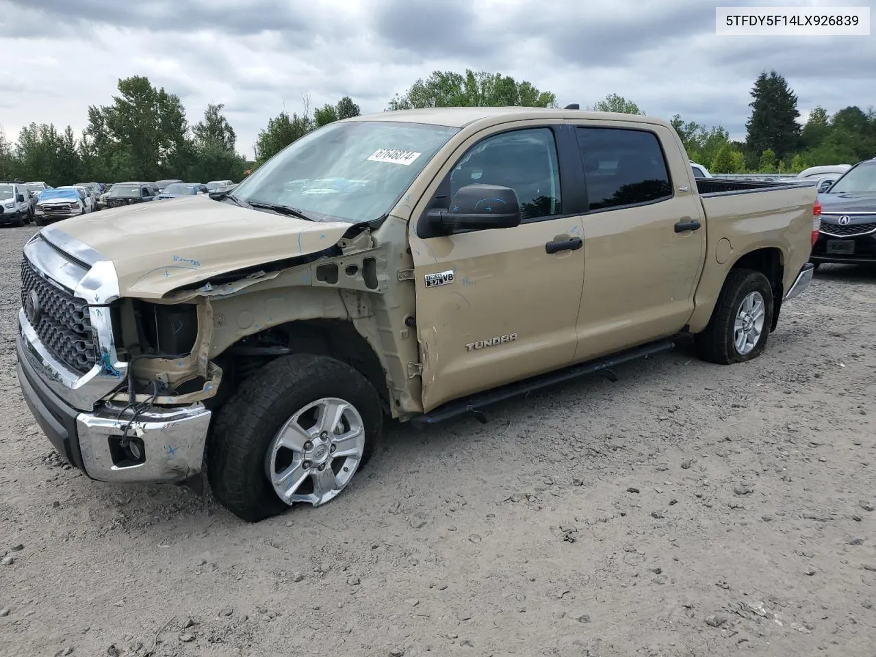 2020 Toyota Tundra Crewmax Sr5 VIN: 5TFDY5F14LX926839 Lot: 67646874