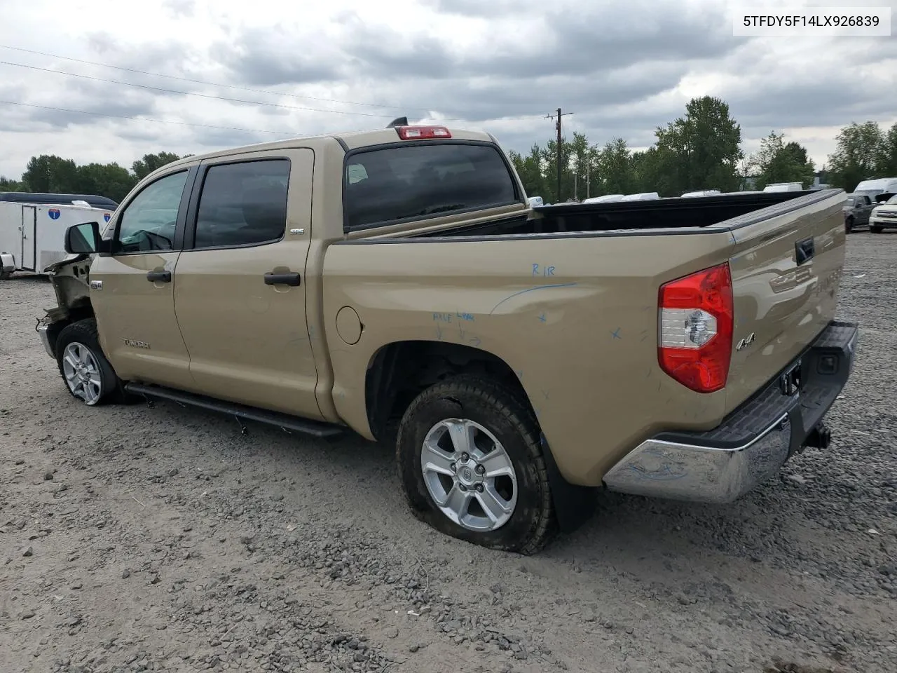 2020 Toyota Tundra Crewmax Sr5 VIN: 5TFDY5F14LX926839 Lot: 67646874