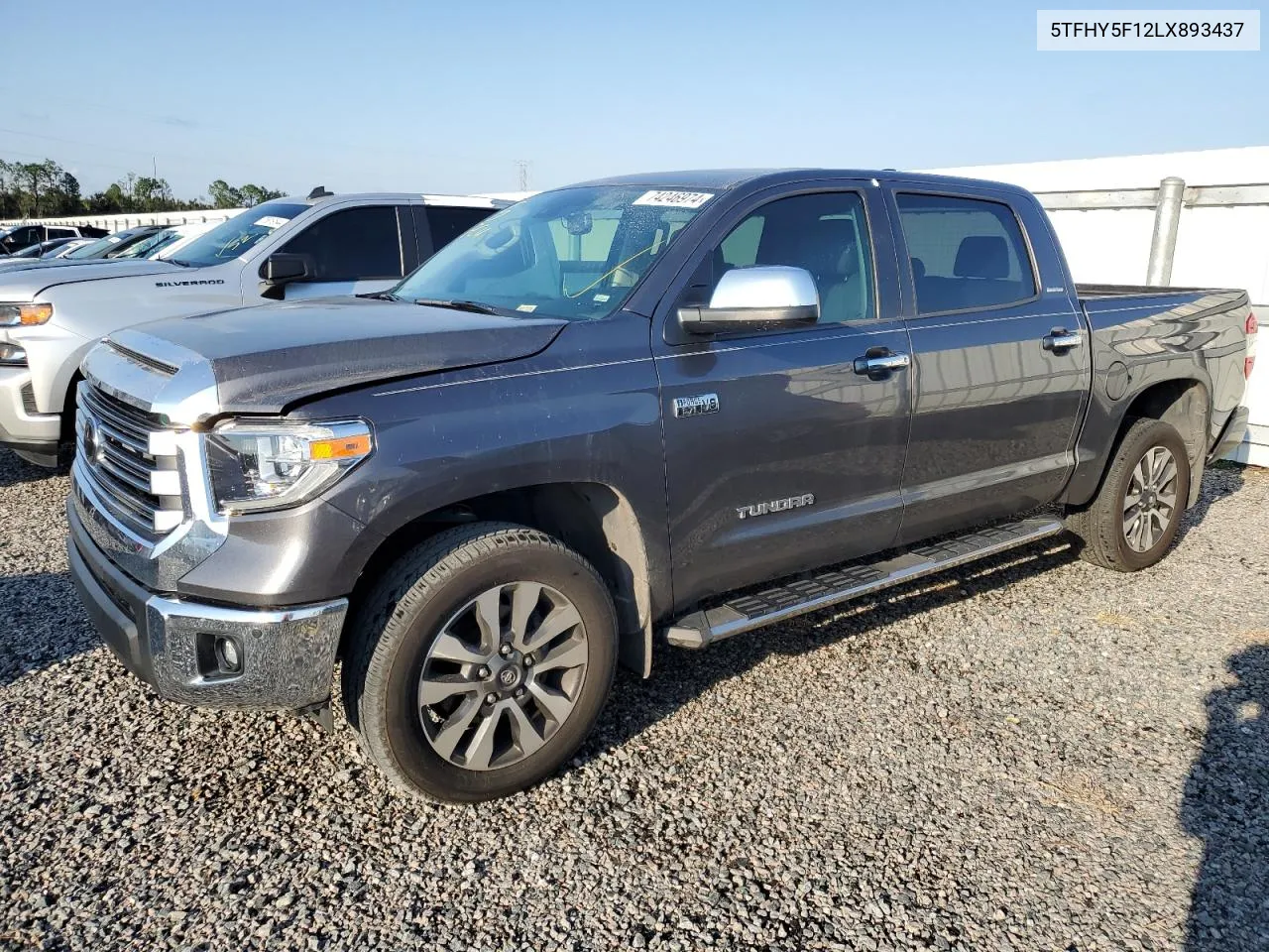 2020 Toyota Tundra Crewmax Limited VIN: 5TFHY5F12LX893437 Lot: 74246974