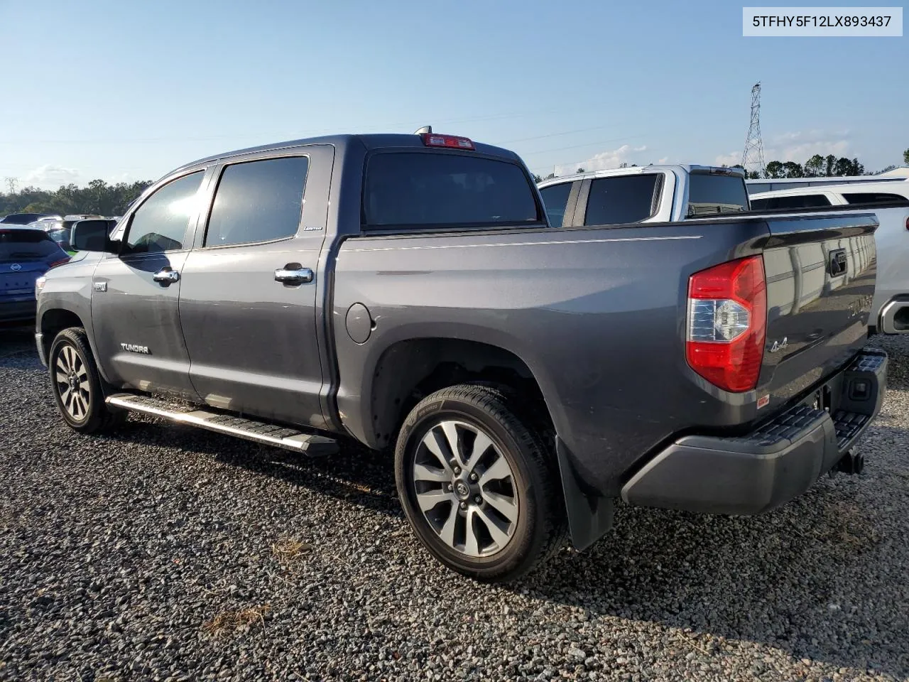 2020 Toyota Tundra Crewmax Limited VIN: 5TFHY5F12LX893437 Lot: 74246974