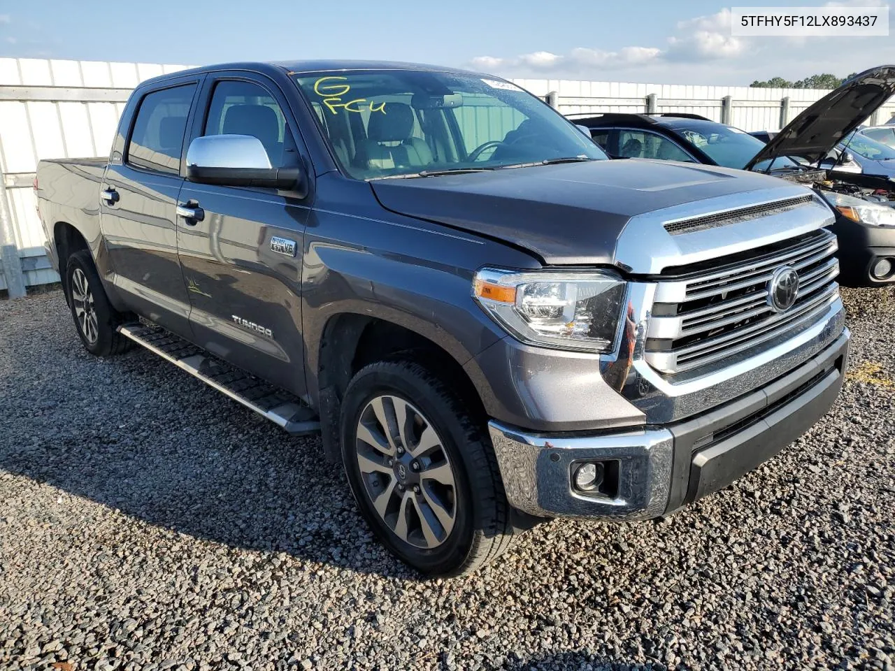 2020 Toyota Tundra Crewmax Limited VIN: 5TFHY5F12LX893437 Lot: 74246974