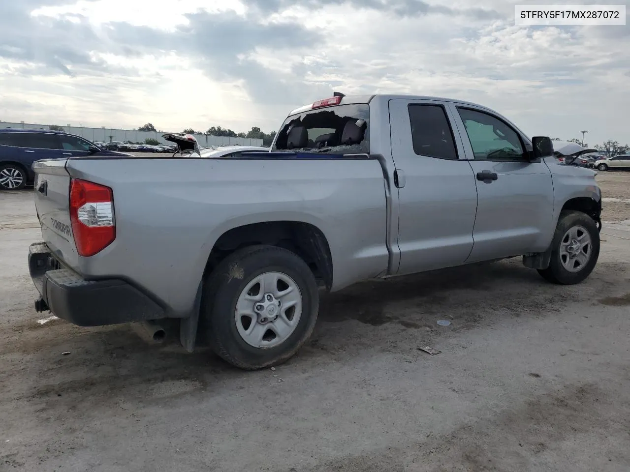 2021 Toyota Tundra Double Cab Sr VIN: 5TFRY5F17MX287072 Lot: 73240784