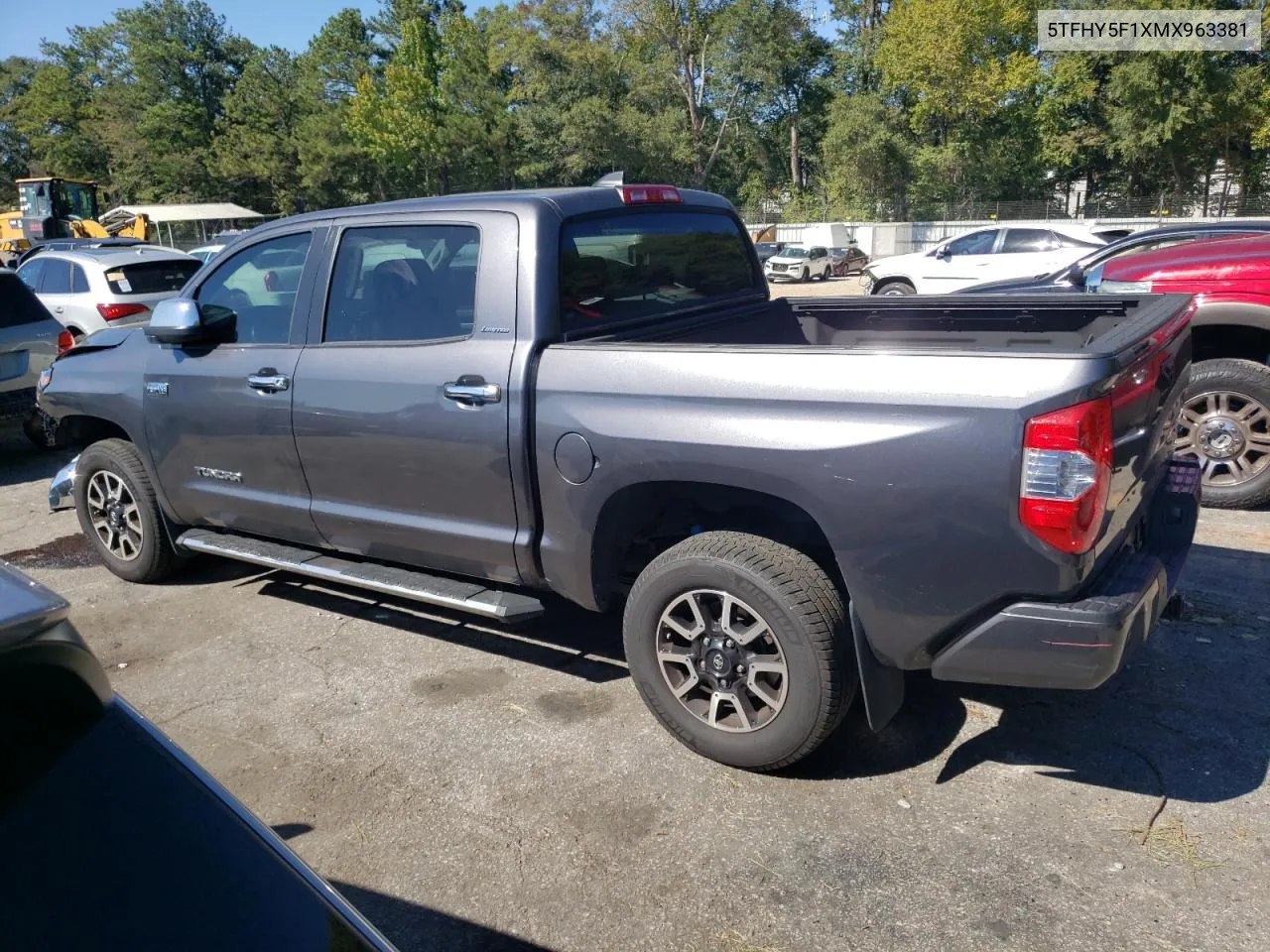 2021 Toyota Tundra Crewmax Limited VIN: 5TFHY5F1XMX963381 Lot: 75530864