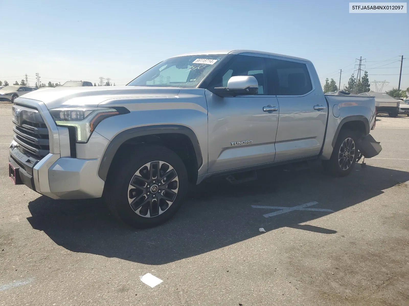 2022 Toyota Tundra Crewmax Limited VIN: 5TFJA5AB4NX012097 Lot: 66118714