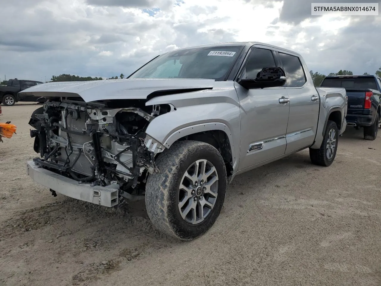 2022 Toyota Tundra Crewmax Platinum VIN: 5TFMA5AB8NX014674 Lot: 71193994