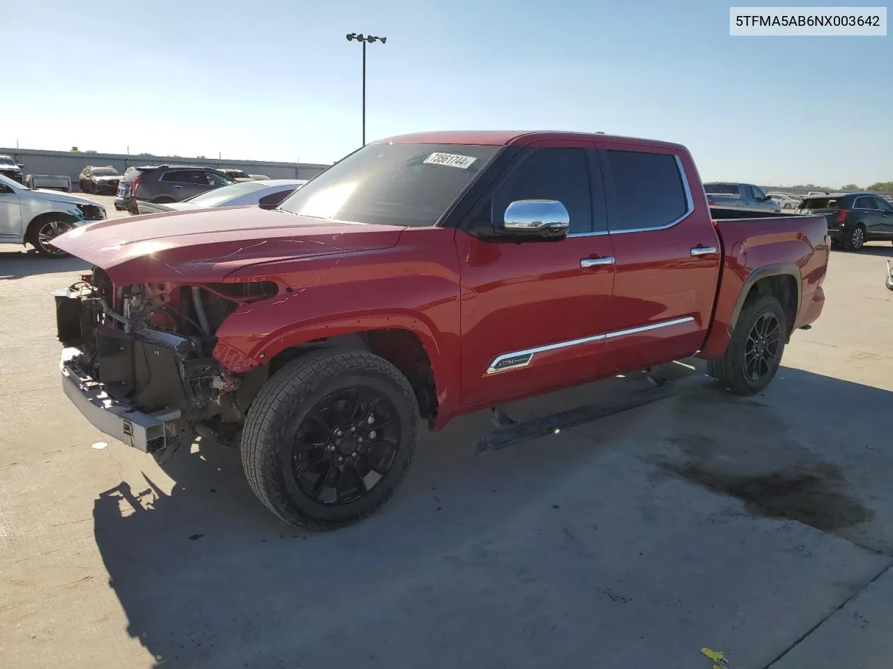 2022 Toyota Tundra Crewmax Platinum VIN: 5TFMA5AB6NX003642 Lot: 73561744