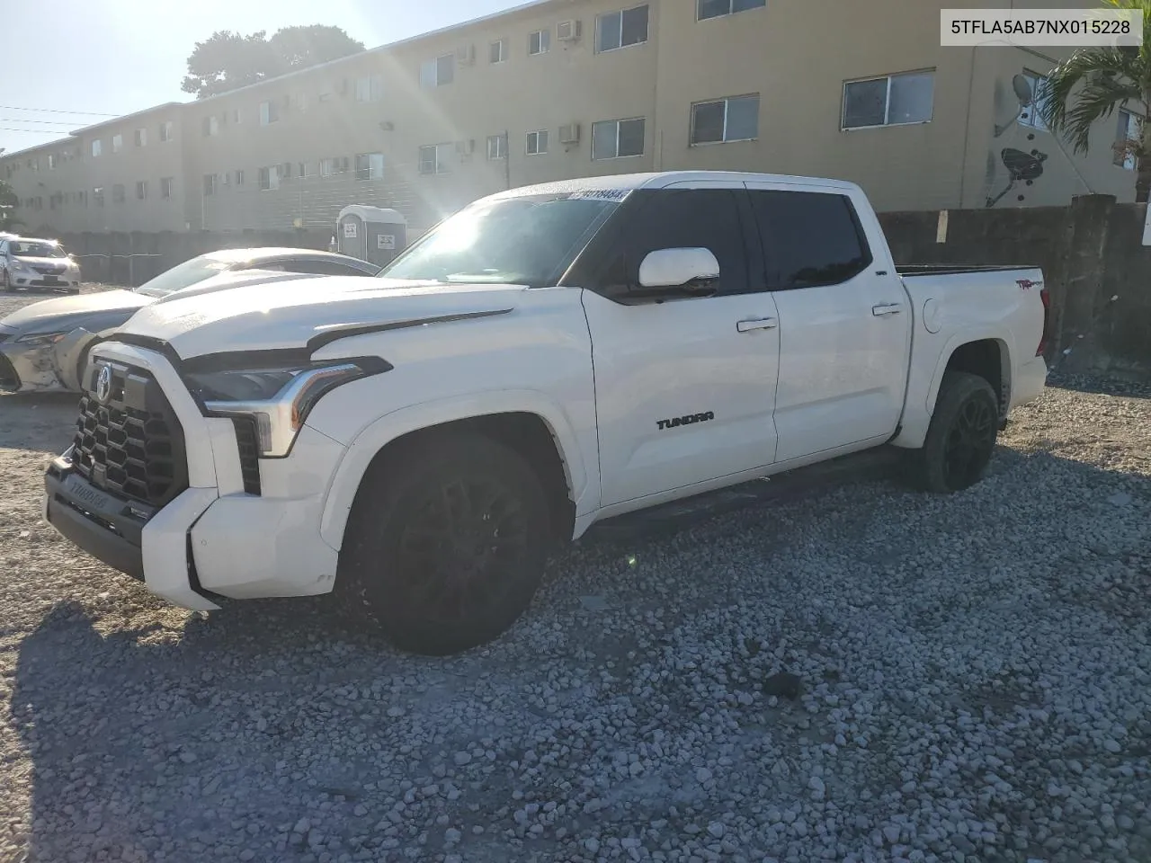 2022 Toyota Tundra Crewmax Sr VIN: 5TFLA5AB7NX015228 Lot: 74018484