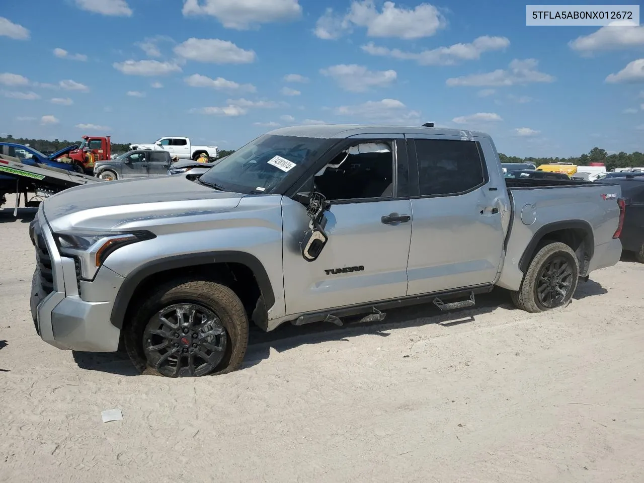 2022 Toyota Tundra Crewmax Sr VIN: 5TFLA5AB0NX012672 Lot: 74381074