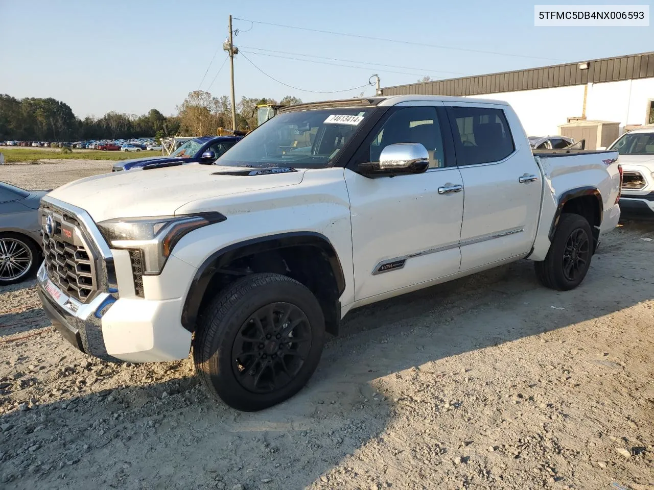 2022 Toyota Tundra Crewmax Platinum VIN: 5TFMC5DB4NX006593 Lot: 74613414