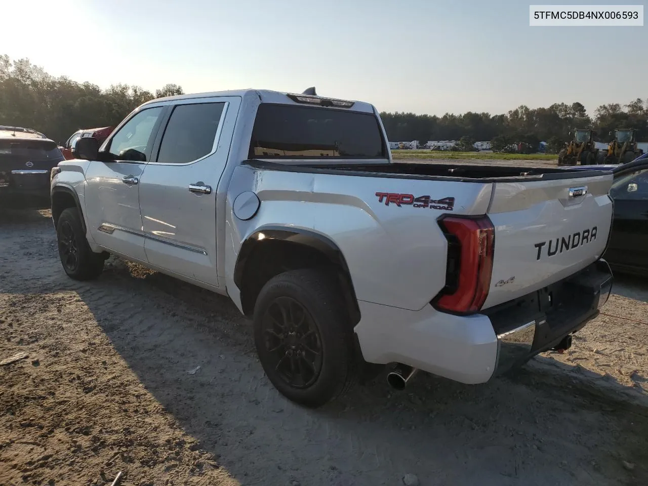 2022 Toyota Tundra Crewmax Platinum VIN: 5TFMC5DB4NX006593 Lot: 74613414