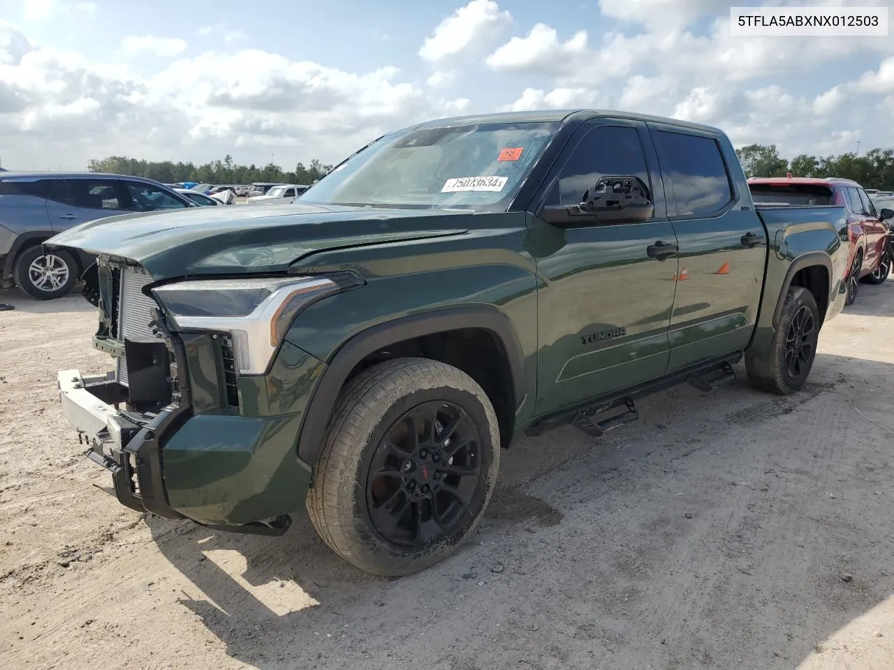 2022 Toyota Tundra Crewmax Sr VIN: 5TFLA5ABXNX012503 Lot: 75023634