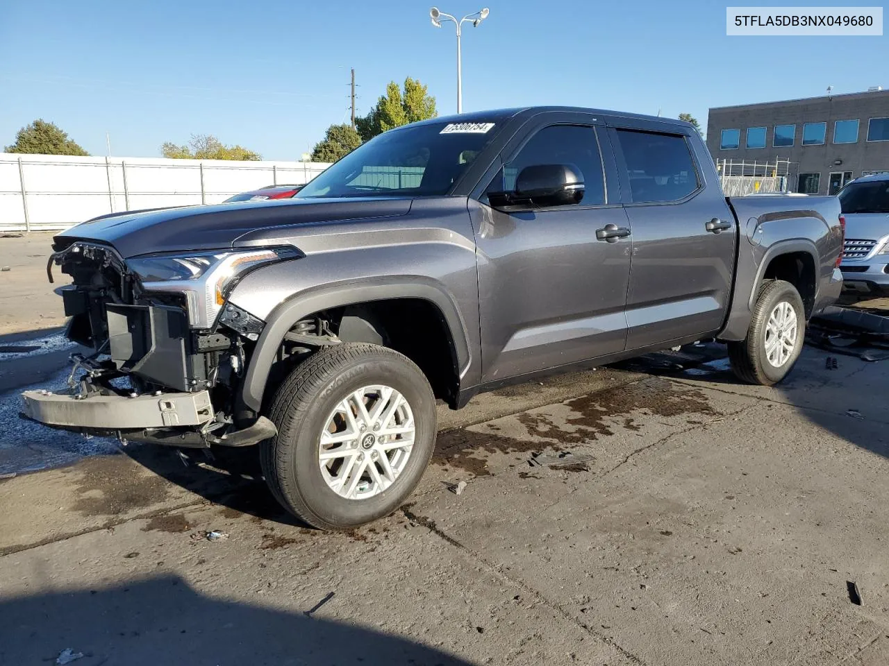 2022 Toyota Tundra Crewmax Sr VIN: 5TFLA5DB3NX049680 Lot: 75306754